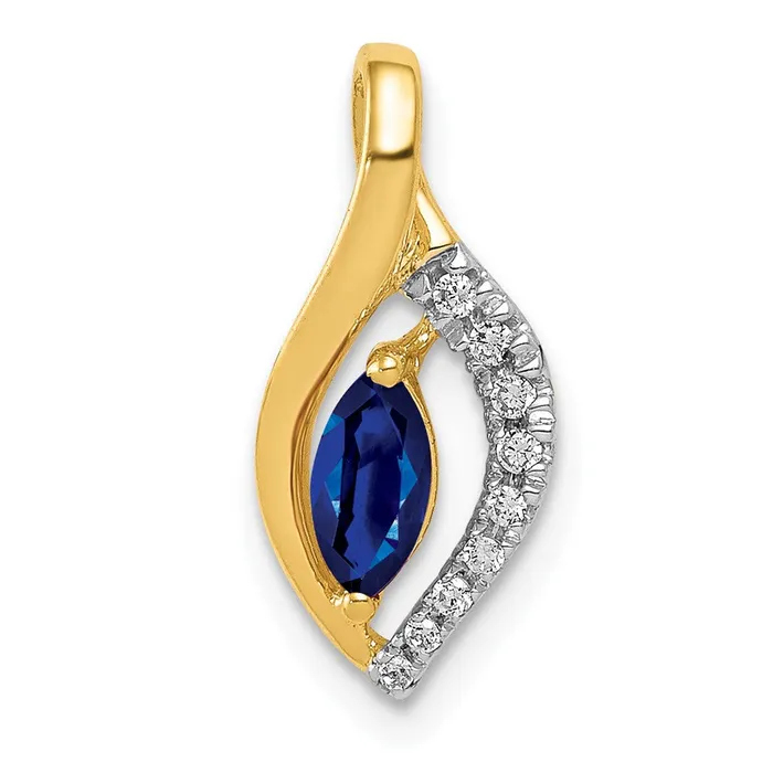 Goldia Necklaces Solid 14k Yellow Gold Simulated CZ and Marquise 37 Sapphire Pendant Goldia Necklaces Solid 14k Yellow Gold Simulated CZ and Marquise 37 Sapphire Pendant