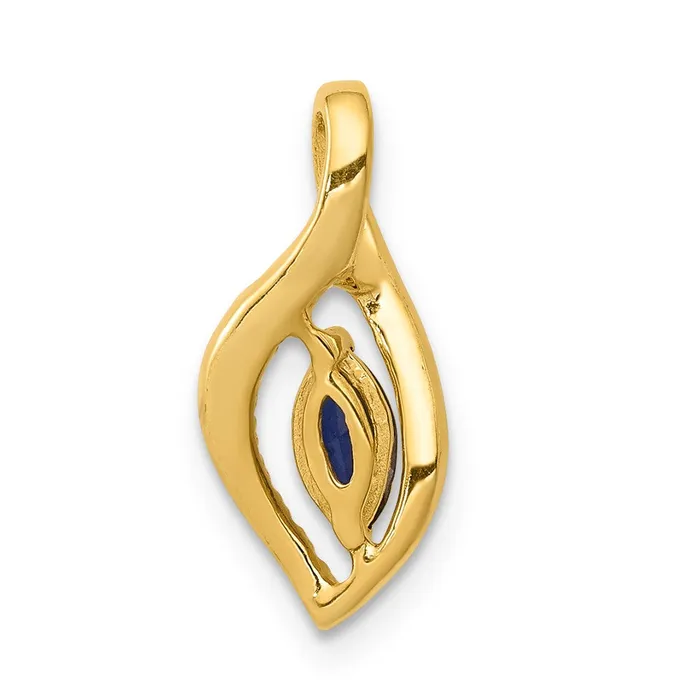 Goldia Necklaces Solid 14k Yellow Gold Simulated CZ and Marquise 37 Sapphire Pendant