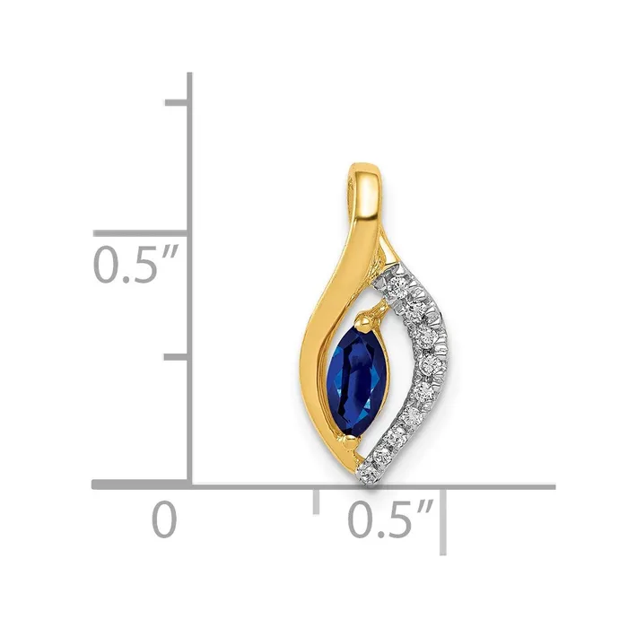 Goldia Necklaces Solid 14k Yellow Gold Simulated CZ and Marquise 37 Sapphire Pendant