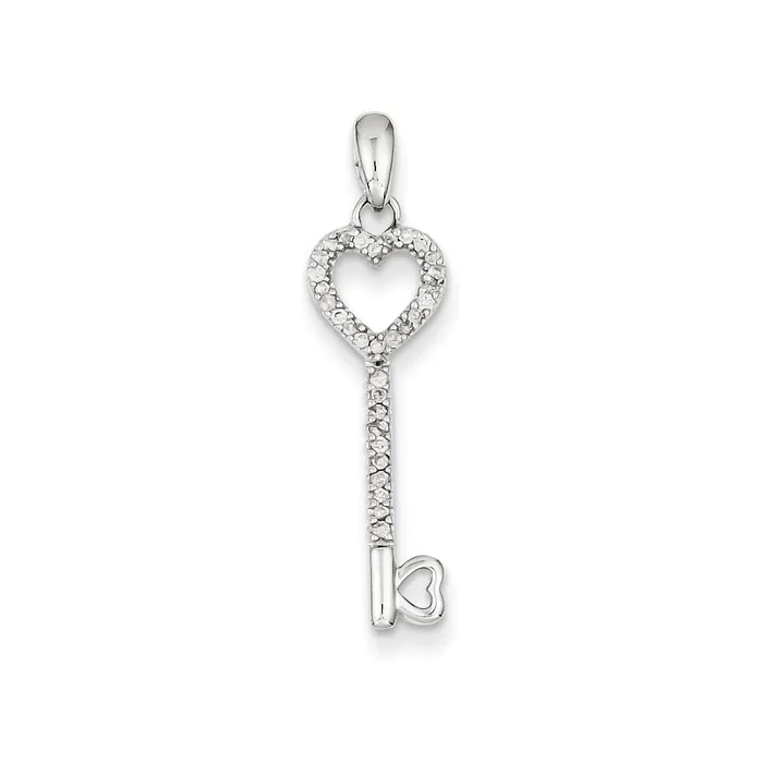 Goldia Necklaces Sterling Silver Diamond Heart Key Pendant
