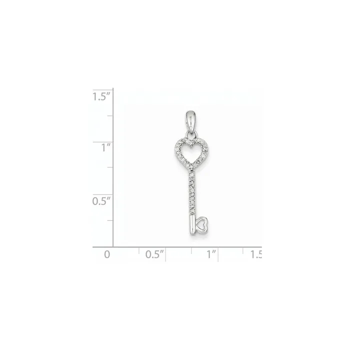 Goldia Necklaces Sterling Silver Diamond Heart Key Pendant