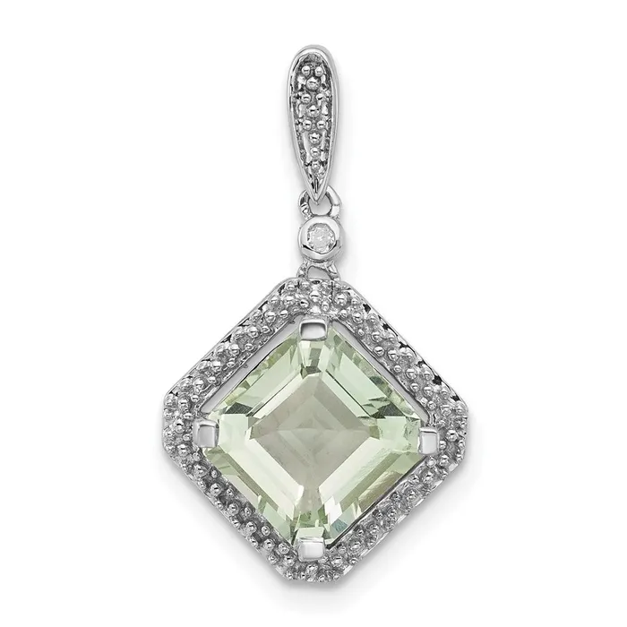 Goldia Necklaces Sterling Silver Diamond u0026 Green Quartz Pendant