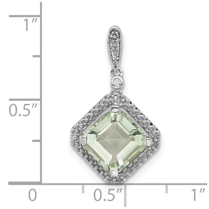 Goldia Necklaces Sterling Silver Diamond u0026 Green Quartz Pendant