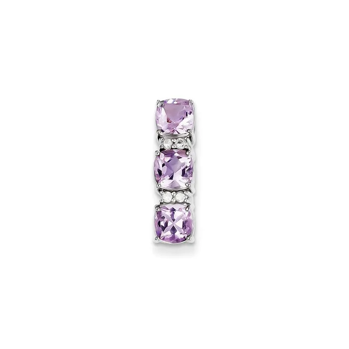 Goldia Necklaces Sterling Silver Diamond u0026 Pink Quartz Three Stone Pendant Goldia Necklaces Sterling Silver Diamond u0026 Pink Quartz Three Stone Pendant