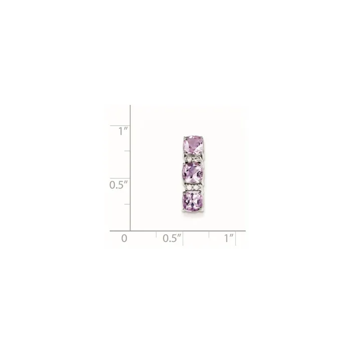 Goldia Necklaces Sterling Silver Diamond u0026 Pink Quartz Three Stone Pendant