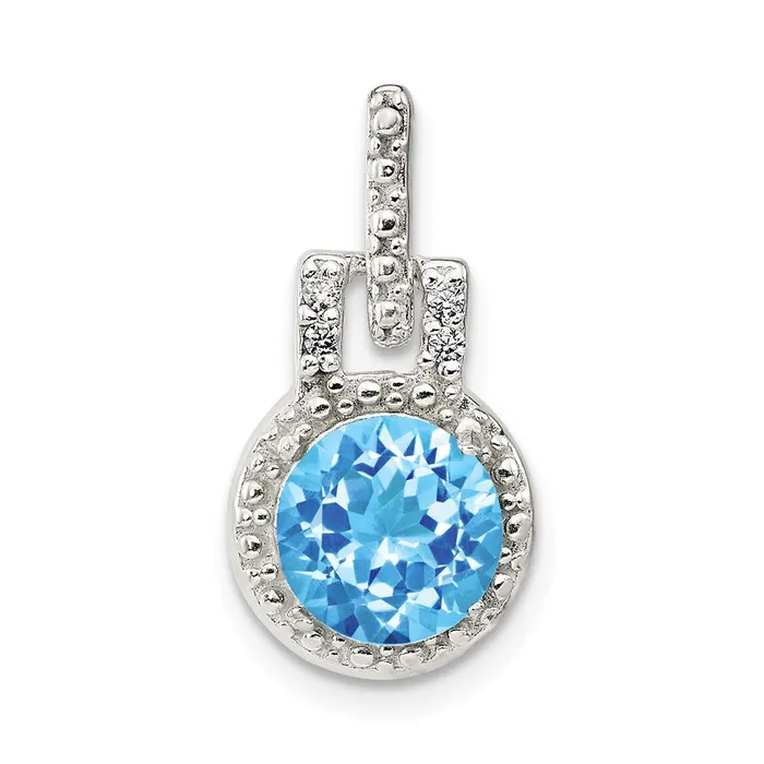 Goldia Necklaces Sterling Silver Polished Topaz and White CZ Pendant