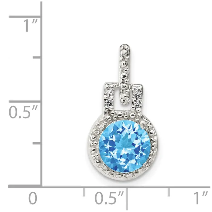 Goldia Necklaces Sterling Silver Polished Topaz and White CZ Pendant