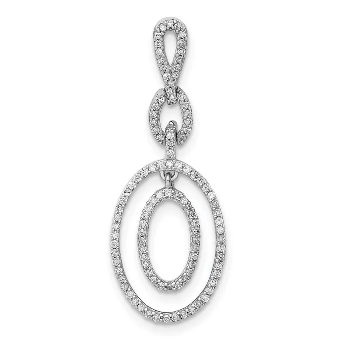 Goldia Necklaces Sterling Silver Rhodium Diamond Oval Pendant