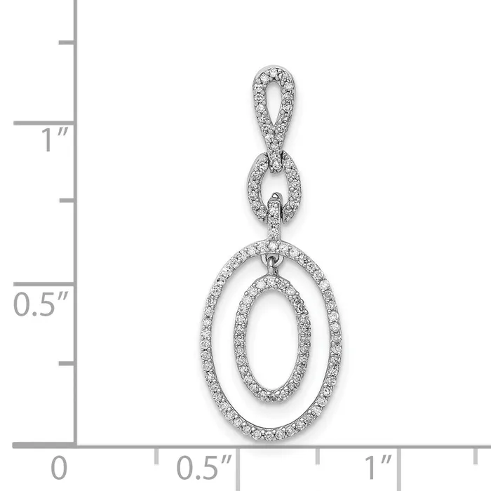 Goldia Necklaces Sterling Silver Rhodium Diamond Oval Pendant