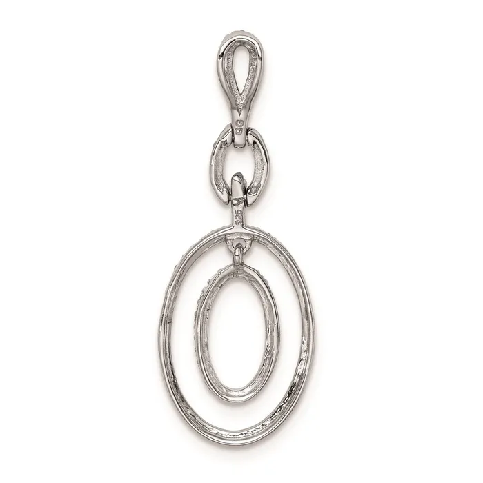 Goldia Necklaces Sterling Silver Rhodium Diamond Oval Pendant