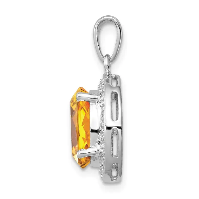 Goldia Necklaces Sterling Silver Rhodium Oval Citrine u0026 Diamond Pendant
