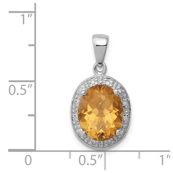 Goldia Necklaces Sterling Silver Rhodium Oval Citrine u0026 Diamond Pendant