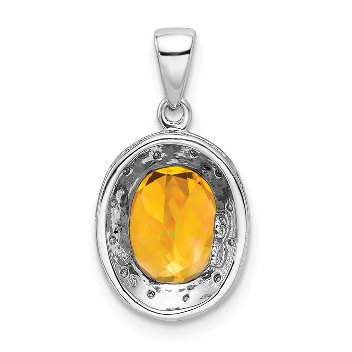 Goldia Necklaces Sterling Silver Rhodium Oval Citrine u0026 Diamond Pendant