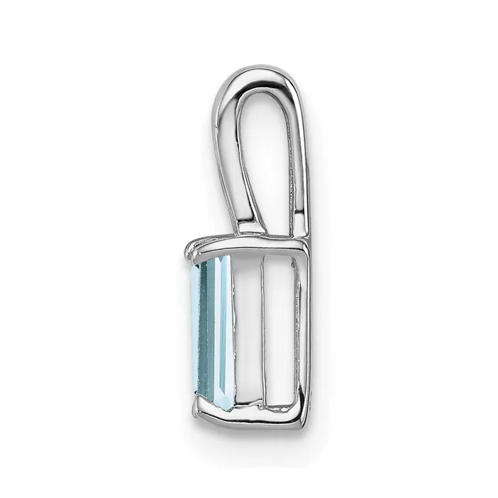 Goldia Necklaces Sterling Silver Rhodium Plated Aquamarine Rectangle Pendant