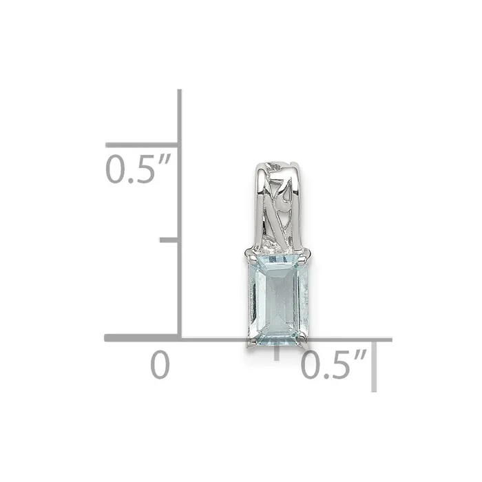 Goldia Necklaces Sterling Silver Rhodium Plated Aquamarine Rectangle Pendant