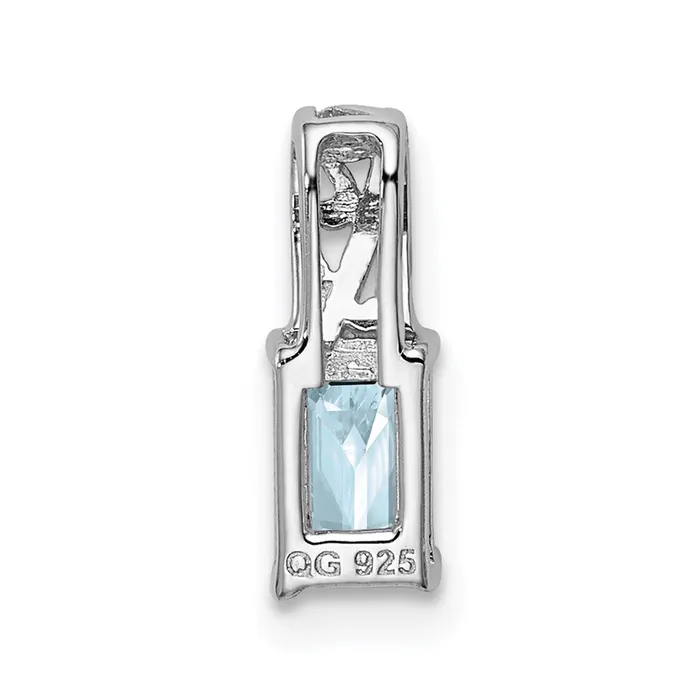 Goldia Necklaces Sterling Silver Rhodium Plated Aquamarine Rectangle Pendant