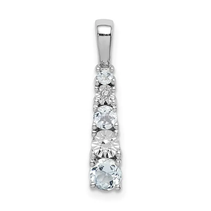 Goldia Necklaces Sterling Silver Rhodiumplated Aquamarine u0026 Diamond Pendant