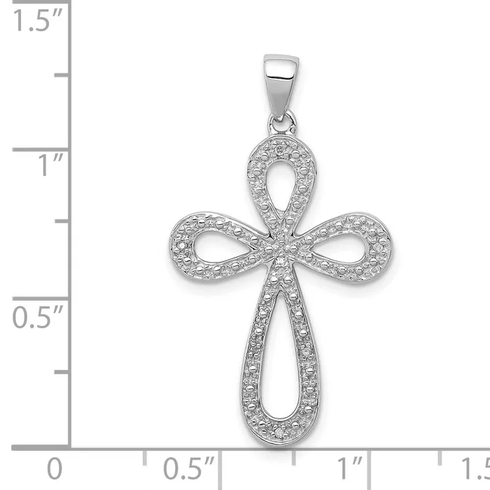 Goldia Necklaces Sterling Silver Rhodium Plated Diamond Cross Pendant