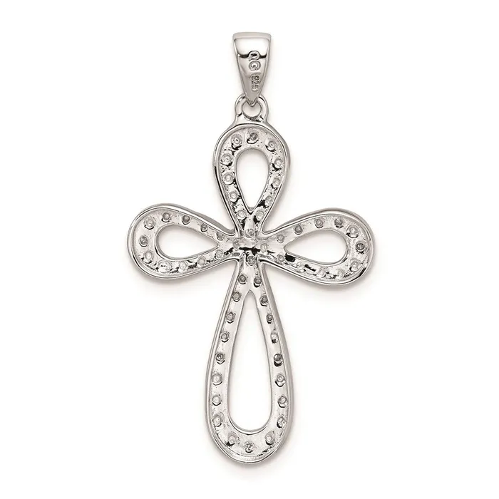 Goldia Necklaces Sterling Silver Rhodium Plated Diamond Cross Pendant