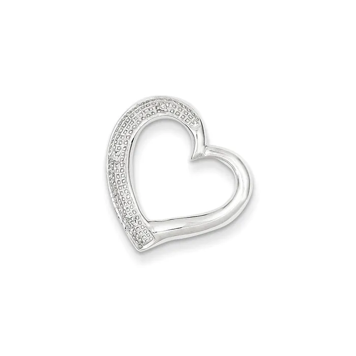 Goldia Necklaces Sterling Silver Rhodium Plated Diamond Heart Pendant Slide Goldia Necklaces Sterling Silver Rhodium Plated Diamond Heart Pendant Slide