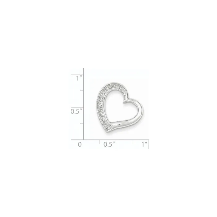 Goldia Necklaces Sterling Silver Rhodium Plated Diamond Heart Pendant Slide