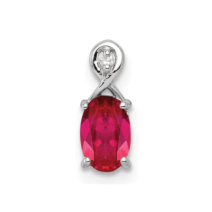Goldia Necklaces Sterling Silver Rhodium Plated Diamond u0026 Ruby Oval Pendant Goldia Necklaces Sterling Silver Rhodium Plated Diamond u0026 Ruby Oval Pendant