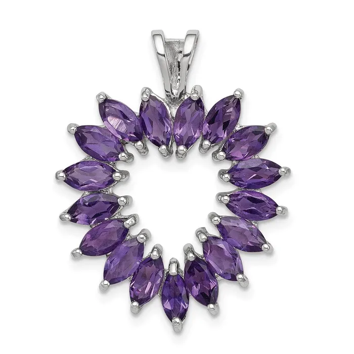 Goldia Necklaces Sterling Silver Rhodium Plated Marquise Amethyst Heart Pendant Goldia Necklaces Sterling Silver Rhodium Plated Marquise Amethyst Heart Pendant