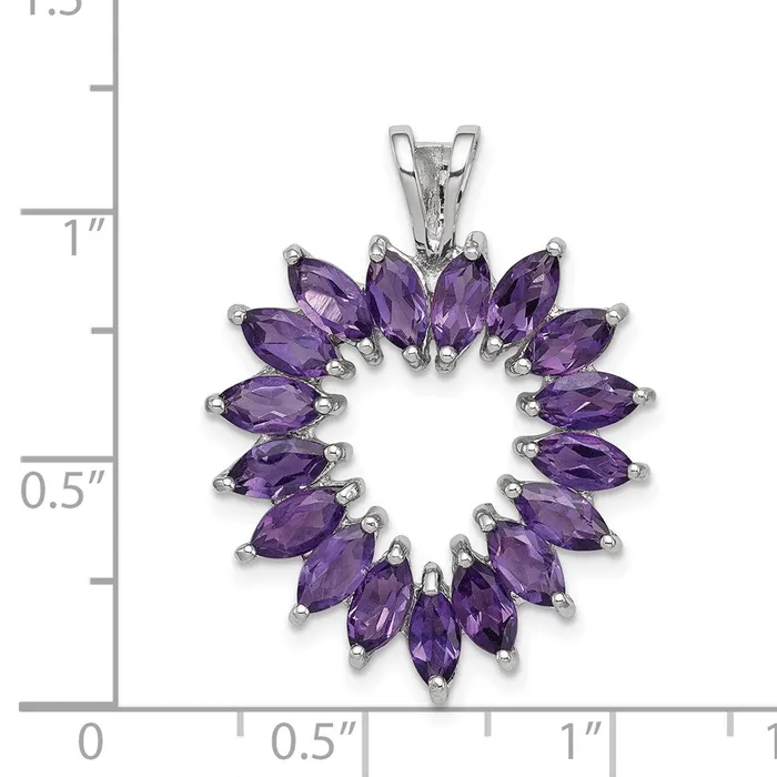Goldia Necklaces Sterling Silver Rhodium Plated Marquise Amethyst Heart Pendant