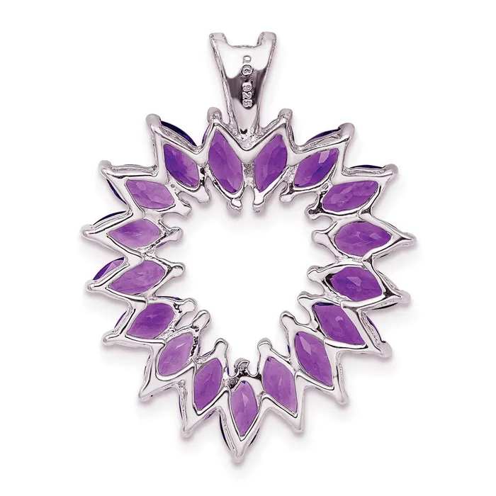 Goldia Necklaces Sterling Silver Rhodium Plated Marquise Amethyst Heart Pendant
