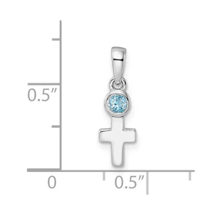 Goldia Necklaces Sterling Silver Rhodiumplated Polished LS Blue Topaz Cross Pendant