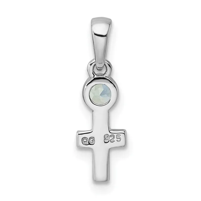 Goldia Necklaces Sterling Silver Rhodiumplated Polished LS Blue Topaz Cross Pendant