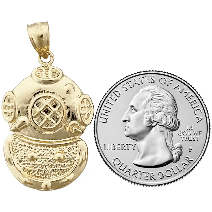 Goldia PreStyled Sets 14K Gold Scuba Diving Helmet Pendant