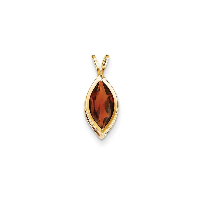 Goldia PreStyled Sets 14K Yellow Gold 12x6mm Marquise Garnet bezel pendant