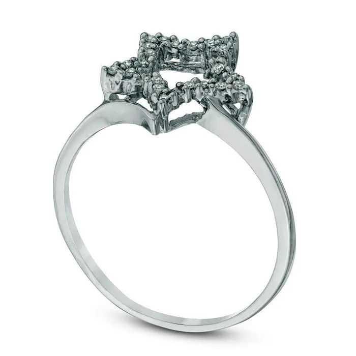 Goldia Rings 010 CT TW Natural Diamond Star Ring in Sterling Silver Goldia Rings 010 CT TW Natural Diamond Star Ring in Sterling Silver