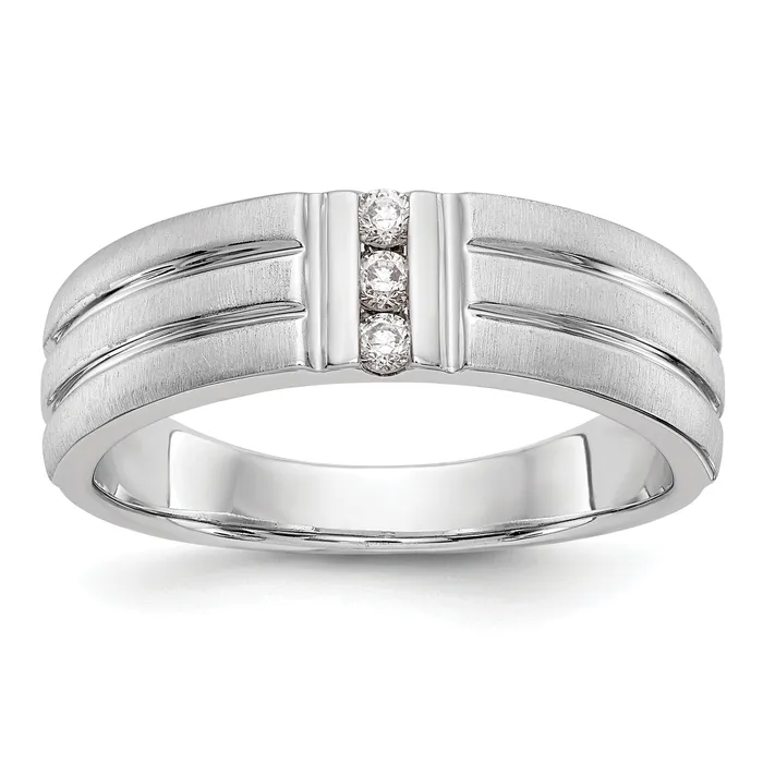 Goldia Rings 012ct CZ Solid Real 14K White Gold Mens Wedding Band Ring