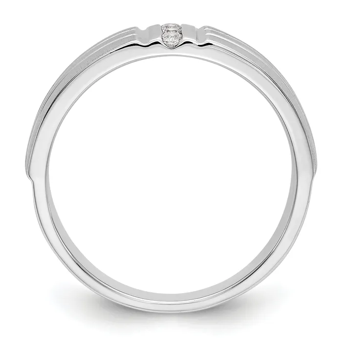 Goldia Rings 012ct CZ Solid Real 14K White Gold Mens Wedding Band Ring