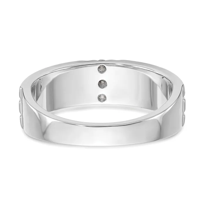 Goldia Rings 012ct CZ Solid Real 14K White Gold Mens Wedding Band Ring