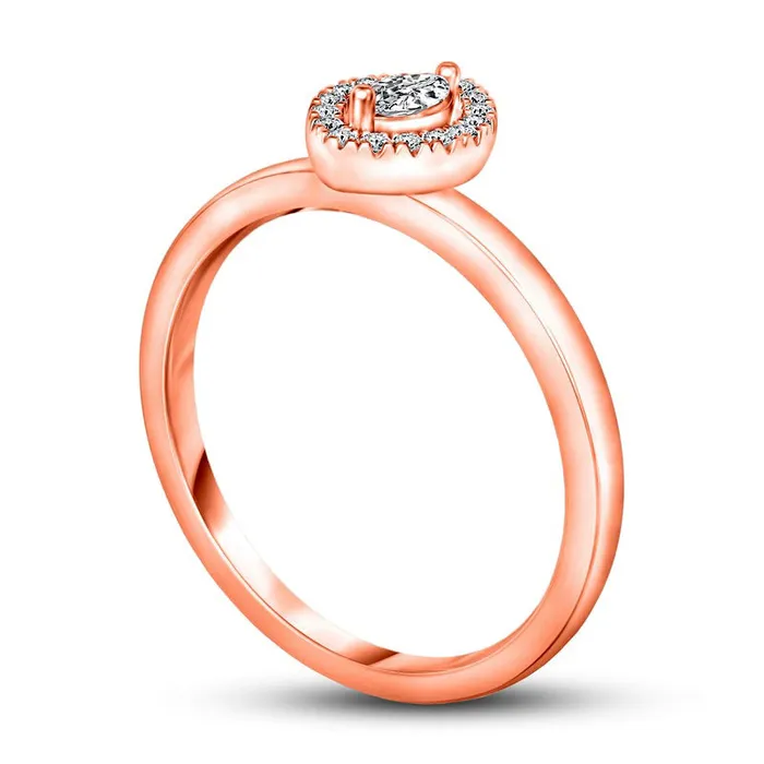 Goldia Rings 013 CT TW Marquise Natural Diamond Frame Promise Ring in Solid 10K Rose Gold