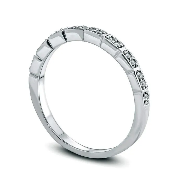 Goldia Rings 013 CT TW Natural Diamond Duos Anniversary Band in Solid 10K White Gold Goldia Rings 013 CT TW Natural Diamond Duos Anniversary Band in Solid 10K White Gold