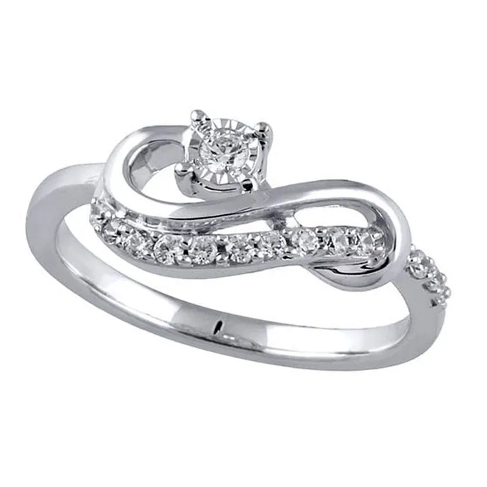 Goldia Rings 020 CT TW Natural Diamond Infinity Promise Ring in Sterling Silver