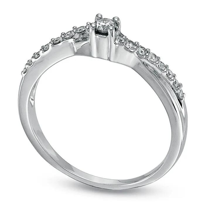 Goldia Rings 020 CT TW Natural Diamond Swirl Promise Ring in Solid 10K White Gold