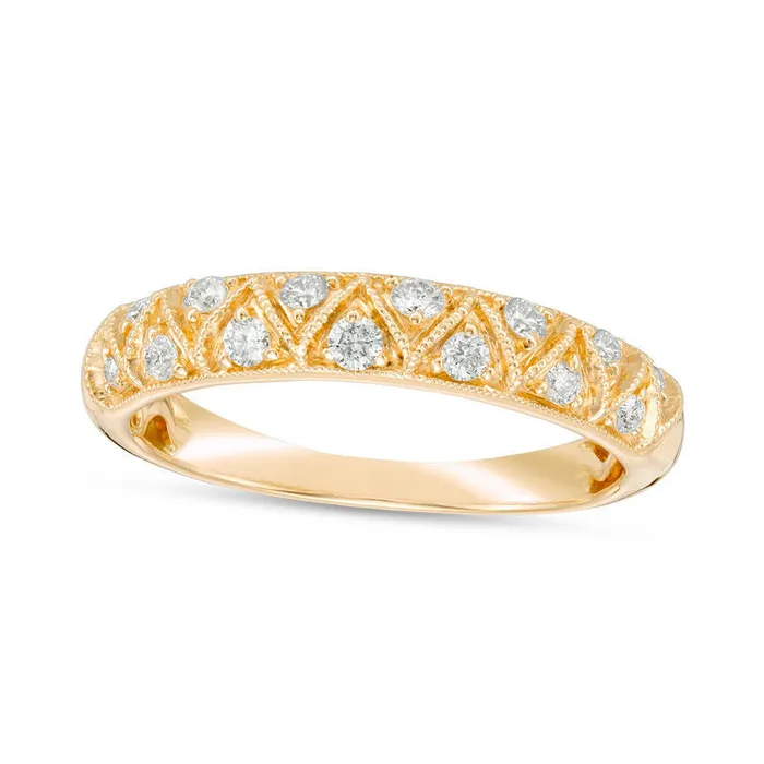 Goldia Rings 025 CT TW Certified Natural Diamond ZigZag Antique VintageStyle Anniversary Band in Solid 14K Gold II1