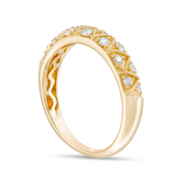 Goldia Rings 025 CT TW Certified Natural Diamond ZigZag Antique VintageStyle Anniversary Band in Solid 14K Gold II1 Goldia Rings 025 CT TW Certified Natural Diamond ZigZag Antique VintageStyle Anniversary Band in Solid 14K Gold II1