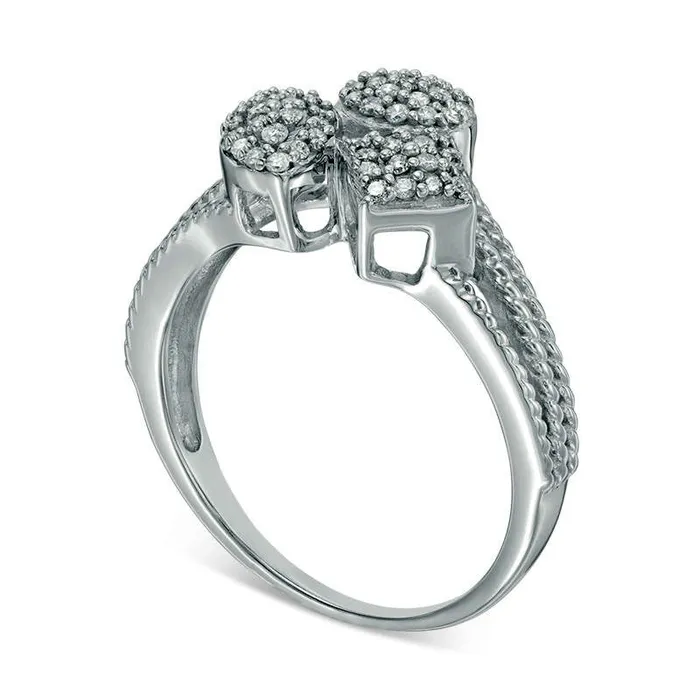Goldia Rings 025 CT TW Composite Natural Diamond MultiShape Split Shank Ring in Solid 10K White Gold