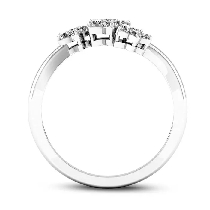 Goldia Rings 025 CT TW Natural Diamond Triple Star Ring in Solid 10K White Gold