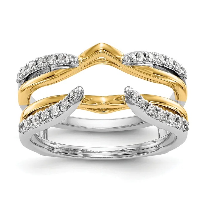 Goldia Rings 025ct CZ Solid Real 14K Twotone GuardRing