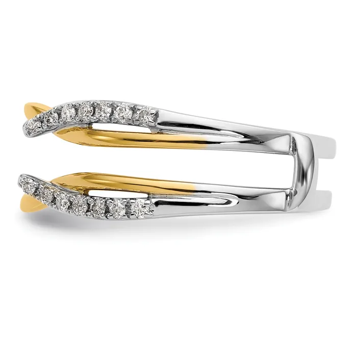 Goldia Rings 025ct CZ Solid Real 14K Twotone GuardRing