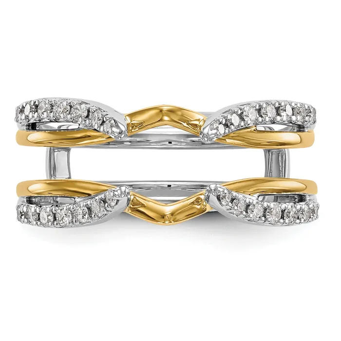 Goldia Rings 025ct CZ Solid Real 14K Twotone GuardRing