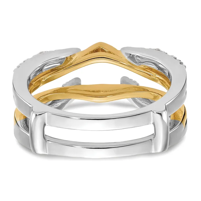 Goldia Rings 025ct CZ Solid Real 14K Twotone GuardRing