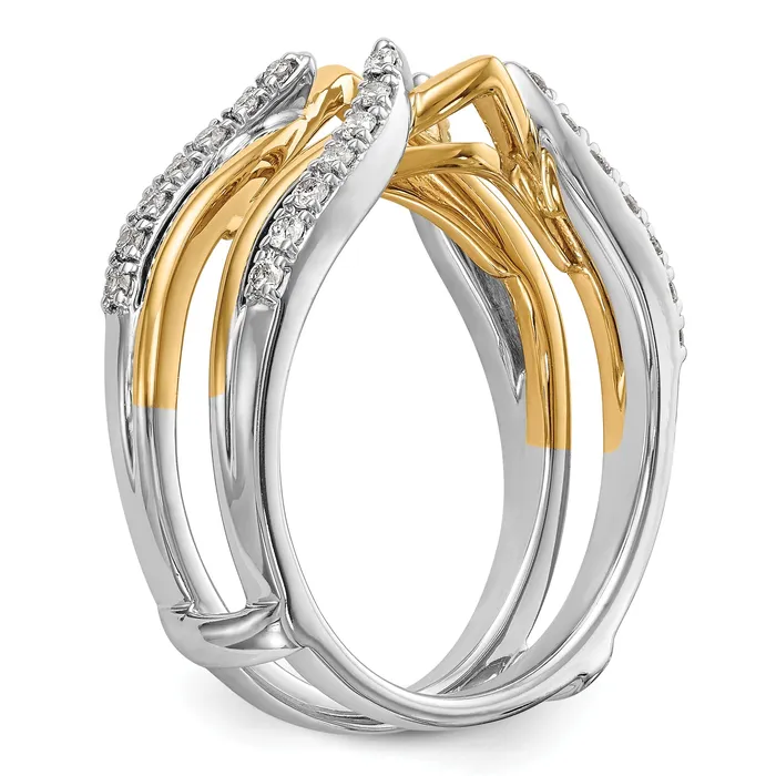 Goldia Rings 025ct CZ Solid Real 14K Twotone GuardRing